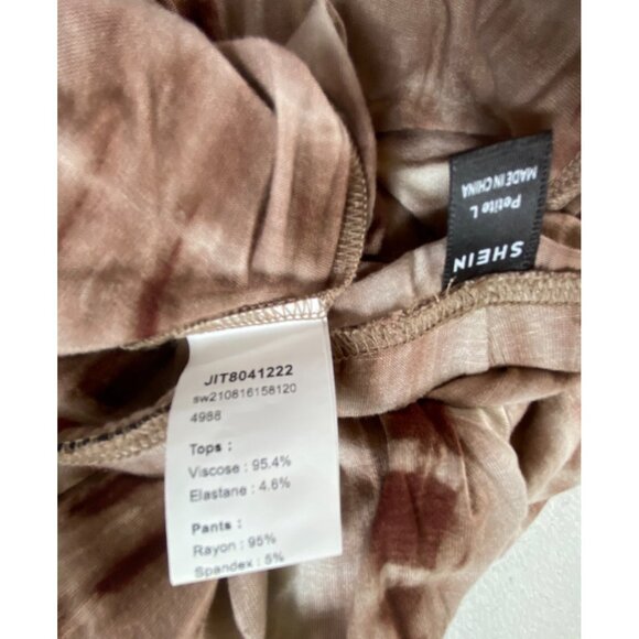 Two-Piece Brown White Tie-Dye‎ Set Top Pants Casual Petite Large Hippie Y2K Rave - Picture 8 of 9